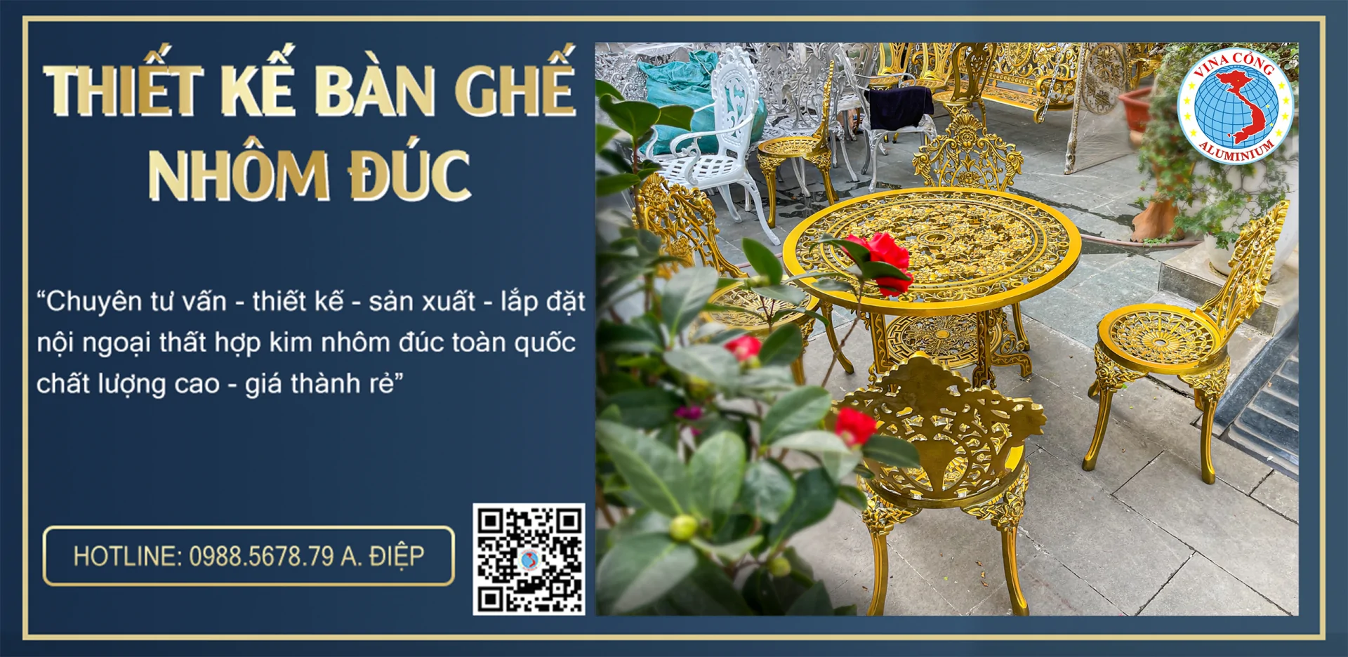 Bàn ghế sân vườn nhôm đúc ngoài trời rẻ đẹp