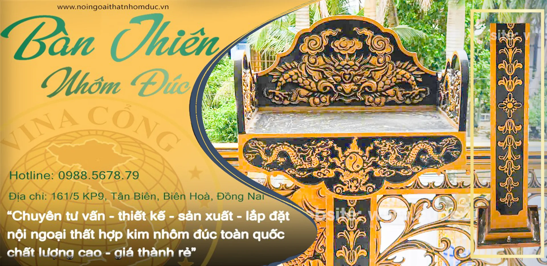 Bàn thờ Thiên nhôm đúc ngoài trời