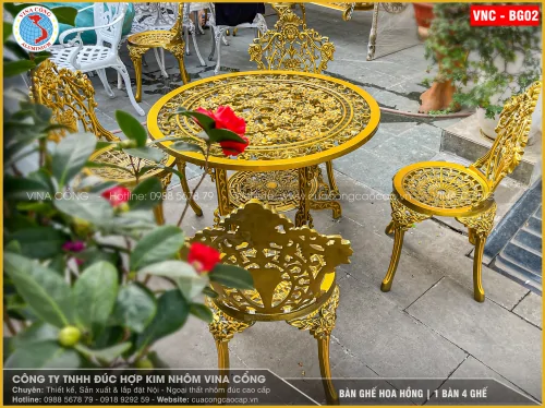 BÀN GHẾ HOA HỒNG | 1 BÀN 4 GHẾ | VNC - BG02